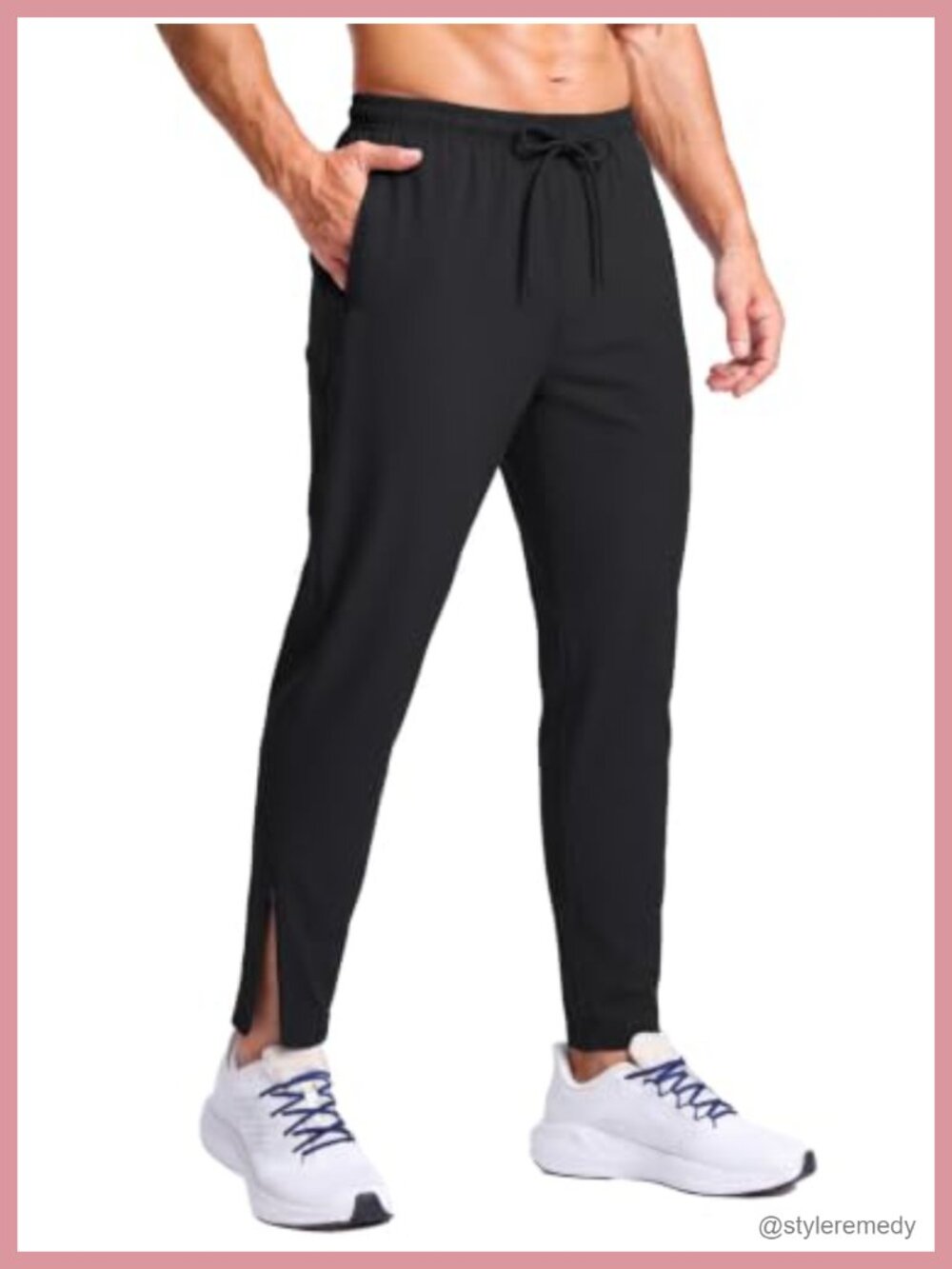 Men's Track Pants 4-Way Stretch Joggers with Zipper Pockets Athletic Workout